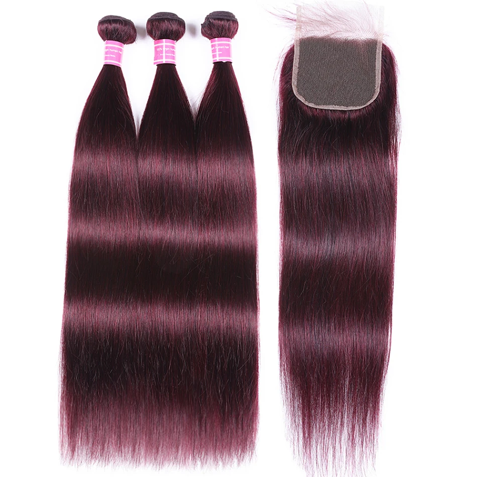 Pre colored Peruvian Straight Hair 2/3 Bundles with Closure Remy Human Hair Bundles with Closure ColorBurg# 33# 30# 99J# 27# 4# Pre colored Peruvian Straight Hair 2/3 Bundles with Closure Remy Human Hair Bundles with Closure ColorBurg# 33# 30# 99J# 27# 4#