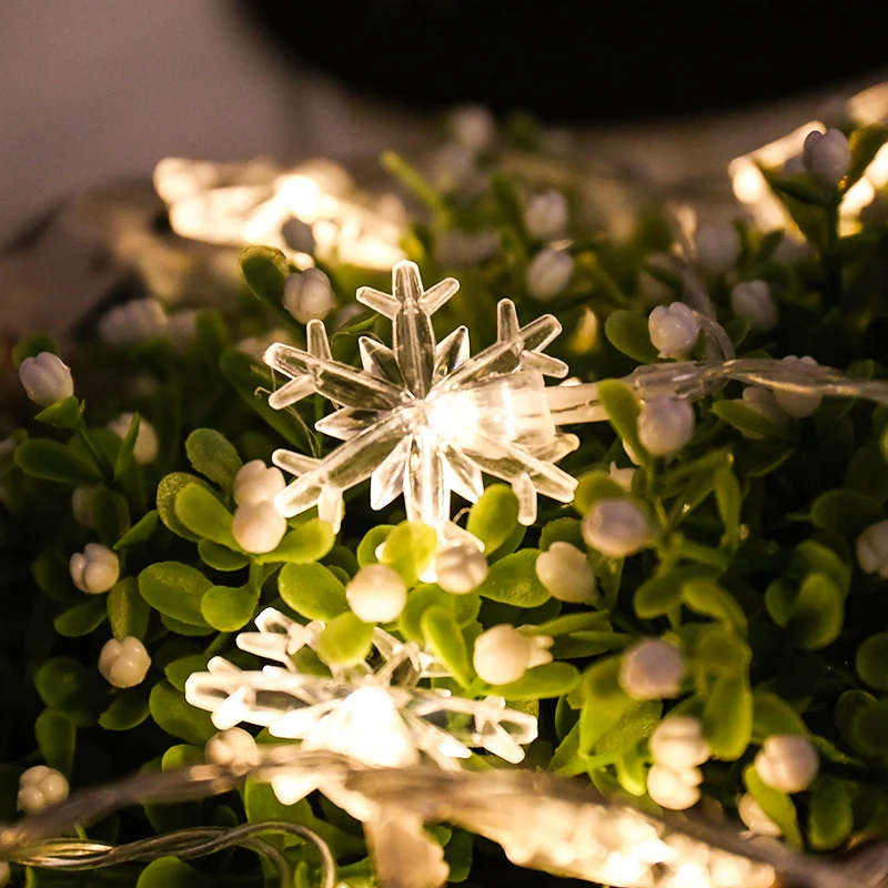 Xmas lights Led Snowflake lights for Holiday Wedding 5M 10M battery/plug  Lights string garland for Garden Party  decoration 