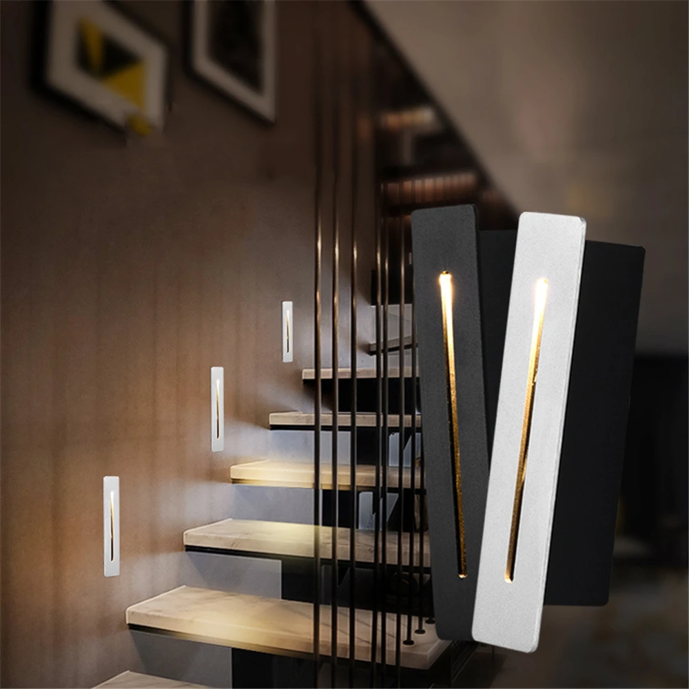 CREE светодиодный 3 Вт встраиваемый в лестницу светодиодный светильник Угловой светодиодный настенный светильник ступенчатая декоративная лампа для прихожей лестничные светильники
