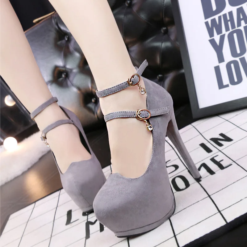 

Ou Mo brand 17CM pointed Women Pumps Flock high heels with Autumn Pointed Party Pumps Dress High Heel Boat Shoes banquet Sandals