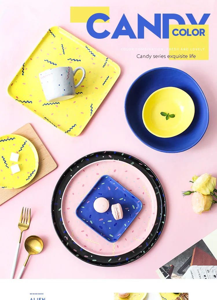 EECAMAIL японский карамельный цвет матовая керамическая посуда тарелка домашнее блюдо в стиле вестерн блюда для бифштекса тарелка чашка чаша Фруктовая тарелка десерт D