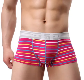 

Sexy Underwear Men Boxers Shorts Cotton Panties Man Striped Breathable U Convex Pouch Underpants Cueca masculinas M-XXL