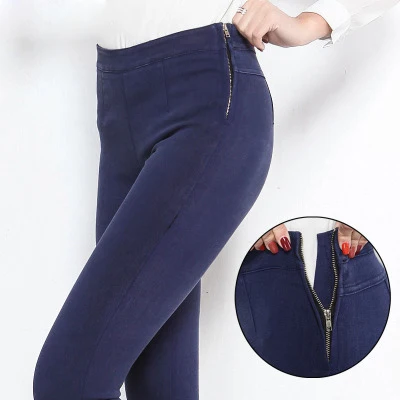 cargo pants 2018 dames casual jeans potlood broek black high waisted jeans elastic jeans ladies woman plus size side zipper womens pants 6XL jeans pant Jeans