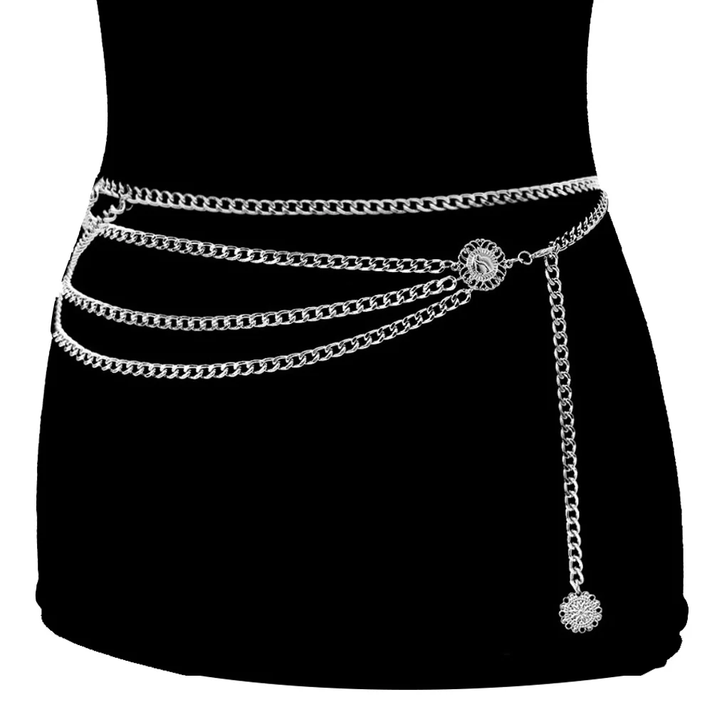 

2019 Personality Fashion Metal Waist Chain Gold Plated Belt Decoration Belt for Dresses Girls Designer Belts Women Chain Belt