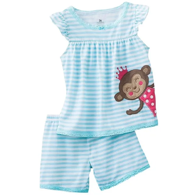Stripe Monkey Baby Girls Clothes Set Children Clothing Summer