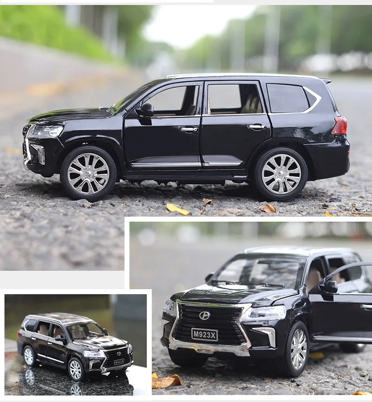 Горячая 1:24 масштабные колеса литой автомобиль toyota lexus suv lx570 металлическая модель с светильник и звуком вытяните назад игрушки коллекция для подарков