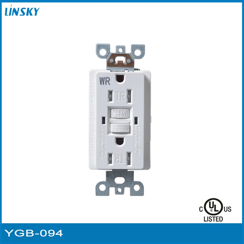 UL Listed Approved Electriclal 15A 125V Duplex with WR TR Electric GFCI