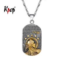 Kpop созвездие ожерелье настроить ювелирные изделия золото/серебро Цвет Индивидуальный Dog Tag Зодиак Шарм ожерелье для мужчин P2920GJ