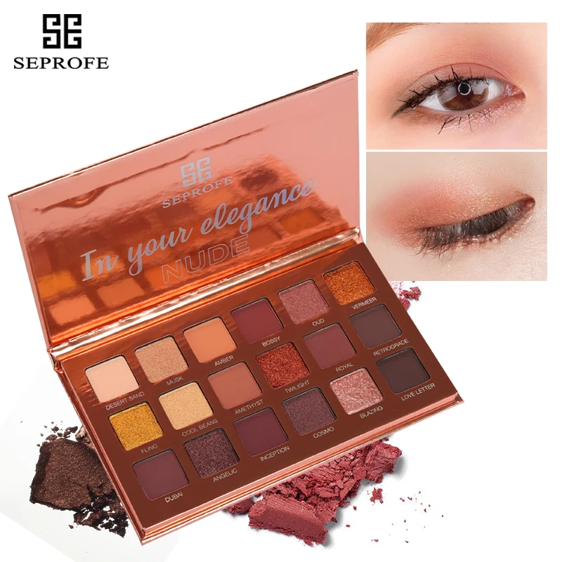

SEPROFE 18 Colors Eyeshadow Palette Nude Makeup Shimmer Matte Diamond Glitter Metallic Eye Shadow Powder Waterproof Cosmetic kit