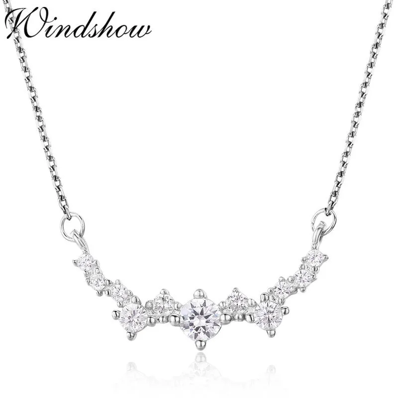

Cute Slim 925 Sterling Silver Cluster CZ Bar Pingente Pendant Choker Necklace For Women Girls Jewelry Kolye Collares Collier