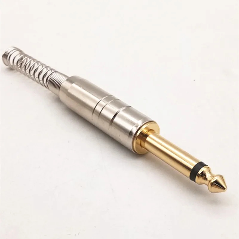 20Pcs lot High quality Brass Glod plated 1 4 male mono plug audio connector 6 5mm 6 35MM JACK Guitar Audio Headphone CONNECTOR