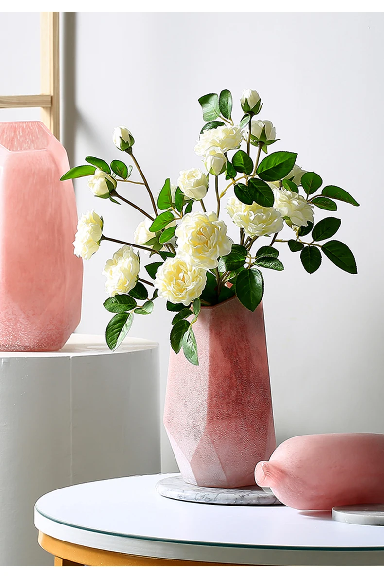 Скандинавская Современная розовая Геометрическая мраморная стеклянная Цветочная композиция для вазы гостиной Цветочная ваза стеклянная ваза Террариум стеклянные контейнеры