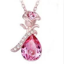 

2016 New Best Gift Top Quality Newest Trend Cool Cute Woman Necklace Angel Tears Crystal Pendant Necklace Flower Jewelry