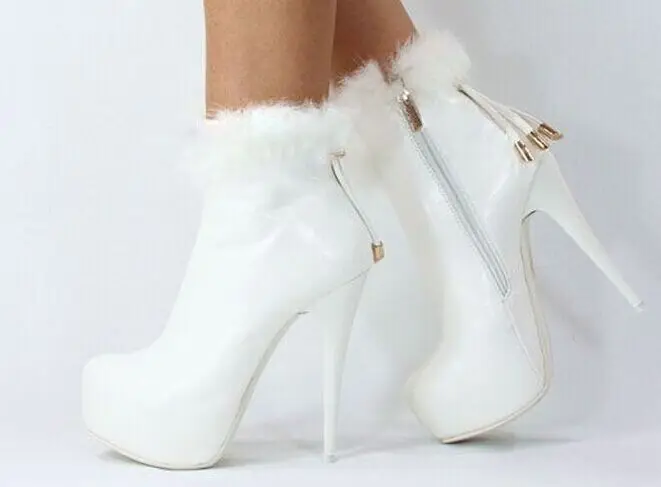 Pic Chaussures Semelles Retour De Talons Bottines Mujer Dames Cuir Femmes Neige À Bottes Blanc Enveloppé Compensées Hauts Pédant Fourrure Doux En As FKl1TJc
