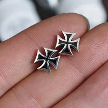 Мужской личности серебряные украшения крест армии фортепиано краски крест серьги-стержни