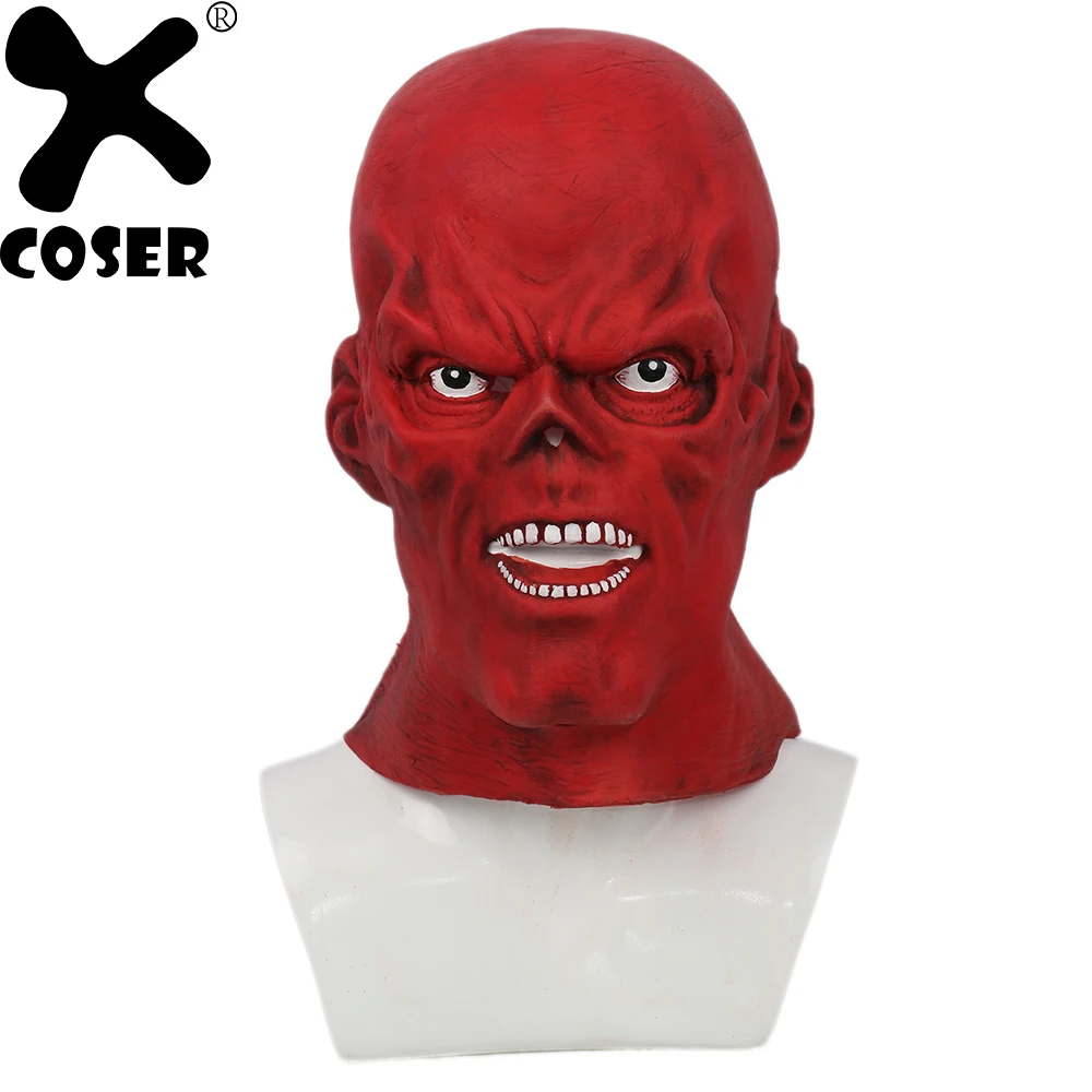 

XCOSER Captain America Red Skull Mask Movie Cosplay Props Red Latex Hood Full Face Masks Cosplay Full Head Helmet For Halloween