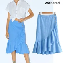 Увядшие юбки женские harajuku английский стиль оборки однобортные прочные юбки mujer moda юбки женские