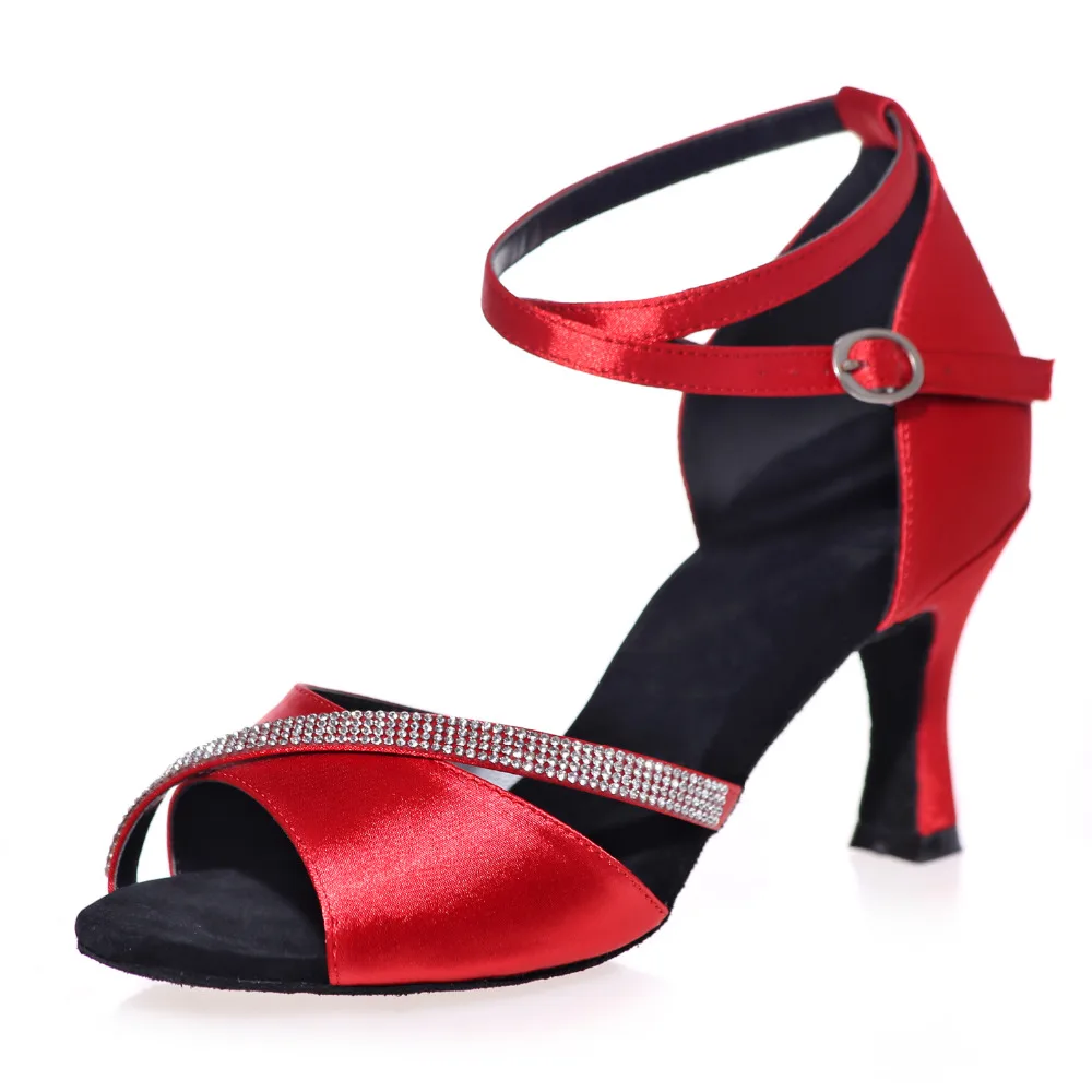 

Satin with rhinestone ladies dance dancing latin Raks Sharki belly ball shoes diamond soft leather sole hoof heel red brown blue