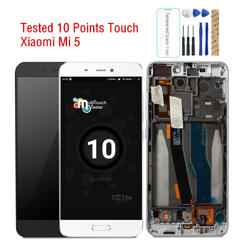 ЖК дисплей с дигитайзером для Xiaomi Mi5 Mi 5 Сменные запасные части со средней рамкой