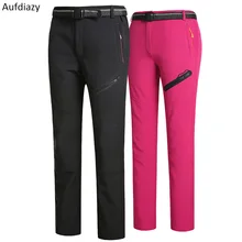 Aufdiazy мужские и женские брюки водонепроницаемые брюки для туризма зимние теплые флисовые для улицы и занятий спортом из флисовый брюки треккинговые альпинистские брюки OM067