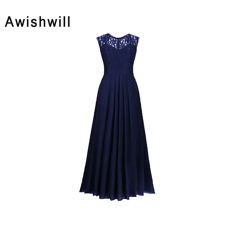 

Custom Made Cap Sleeve Lace Chiffon Floor Length Simple Design Cheap Formal Dress for Wedding Party Mother of The Bride Dresses