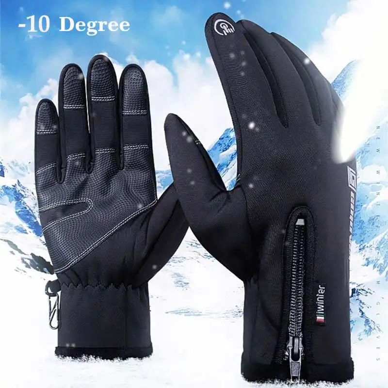 Зимние мужские лыжные перчатки с сенсорным экраном, наружные-10 градусов, теплые водонепроницаемые ветрозащитные перчатки для сноуборда, спортивные перчатки для верховой езды
