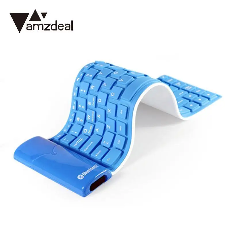 amzdeal Wireless Bluetooth Silicone Soft Keyboard Dustproof Waterproof