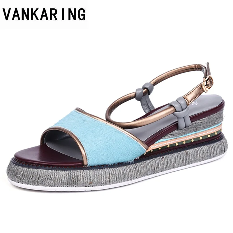 

VANKARING wedges high heels summer women sandals open toe sandals 2018 new fashion dress female shoes casual dete woman shoes