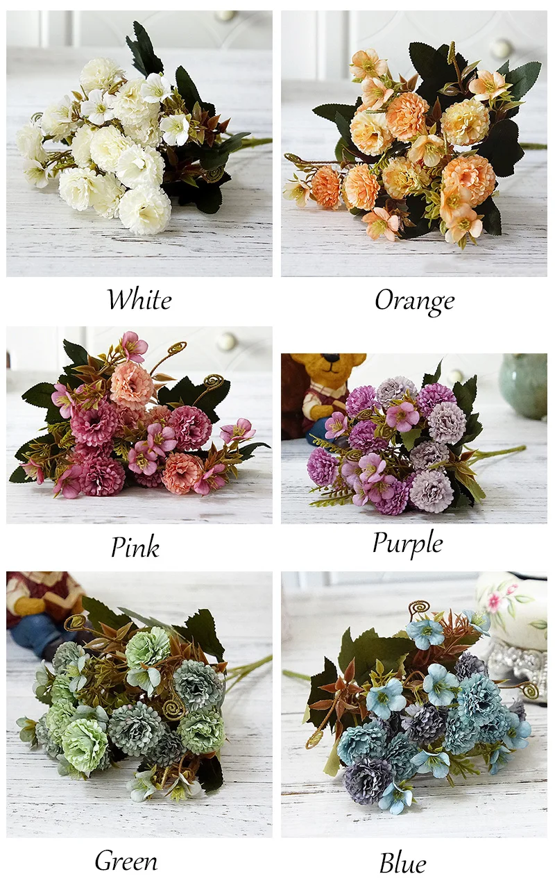 Flone Artificial Flowers High Quality Silk Bouquet Fake Flowers Wedding Display Flower European Style Carnation Home Decoration (34)