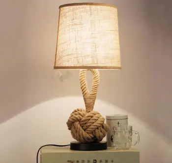 

North Europe Vintage Creative Hemp Rope Table Lamps Desk Lights for Living Room Bedroom Modern Industrial Lampunion Lighting XU