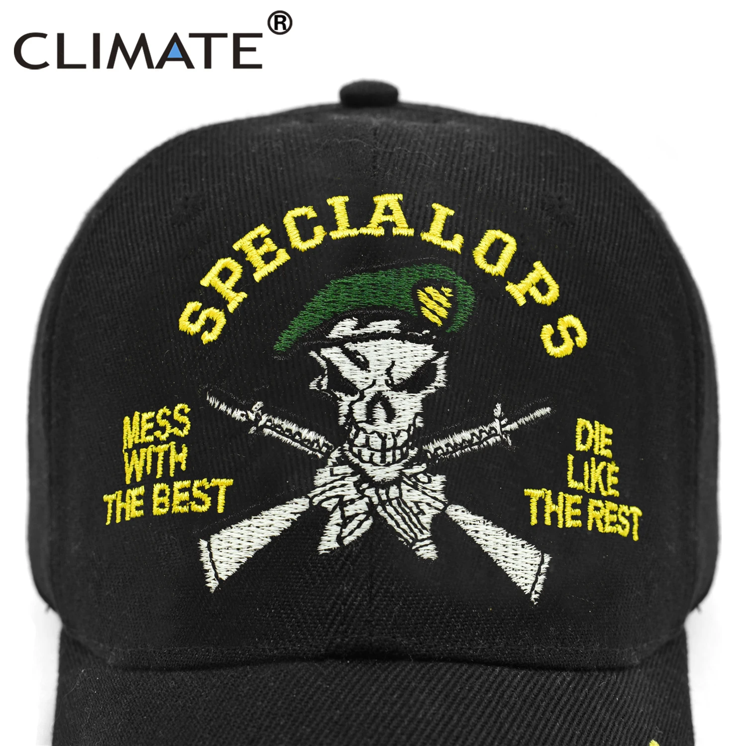 CLIMATE Bone Skull Baseball Cap Special OPS Forces Army Cap Cool Black Specialops Bone Gun Hats Baseball Caps Army Style Men