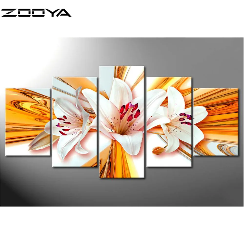

ZOOYA 3D Diamond Embroidery DIY Multi-Diamond Painting Rhinestones Embroidery Diamond Cross Stitch Landscape White Flower AT1726