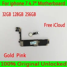 Золотой/розовый с Touch ID для iphone 7 материнской платы с IOS Системы, 100% оригинал разблокирована для iphone 7 материнскую плату