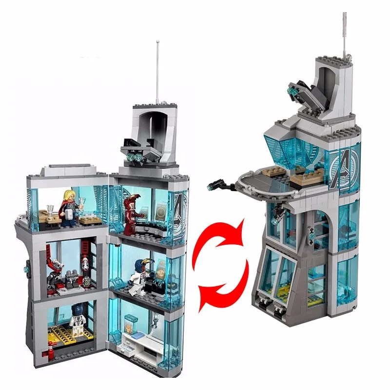 New Superheroes Iron Man Attack Avengers Tower fit legoings avengers figures marvel infinity war Building Block Bricks Toys gift