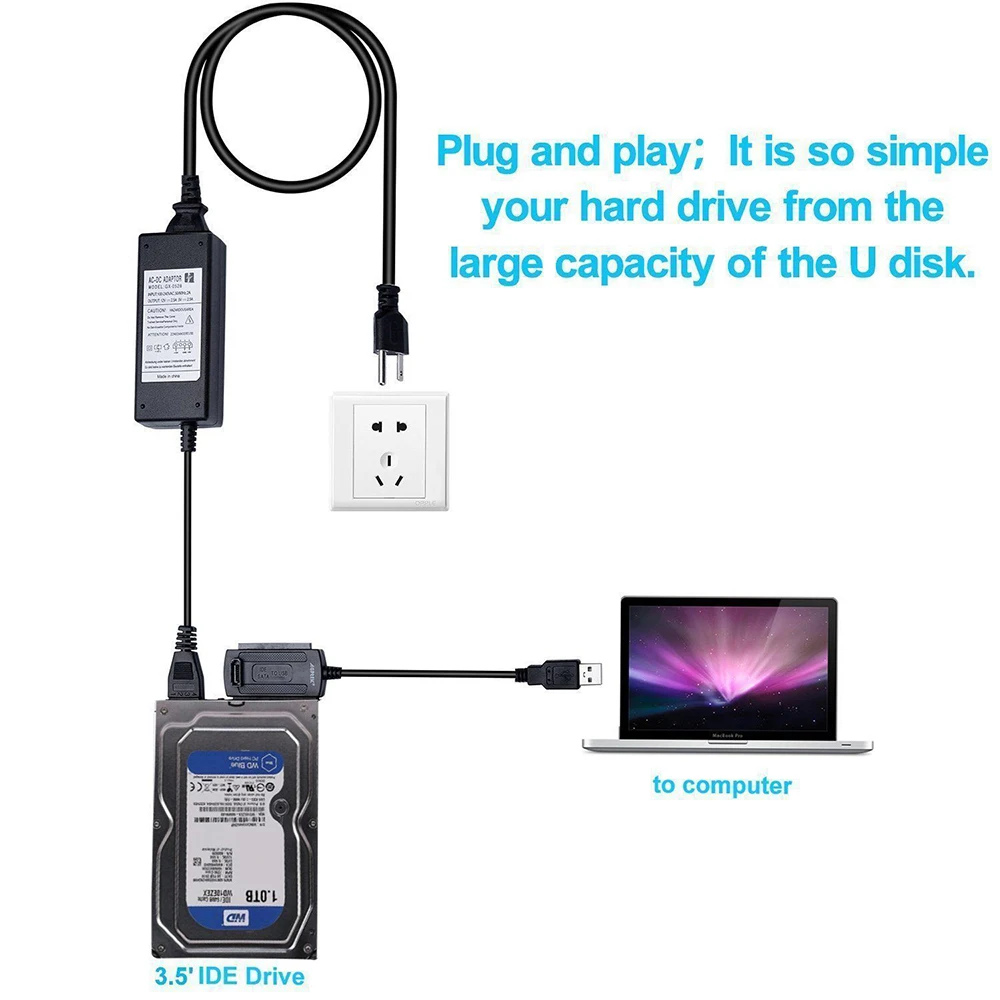 SATA/PATA/IDE к USB 2,0 адаптер конвертер кабель для 2,5/3,5 дюймовый жесткий диск