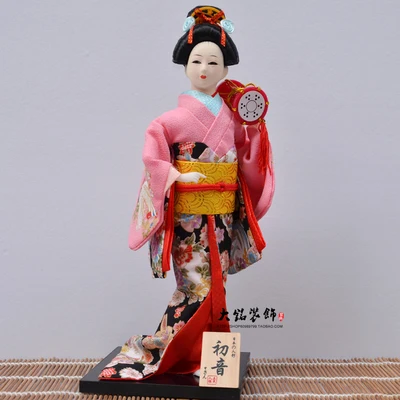 Подарок ремесла Коллекция Kawaii японские милые статуэтки гейши куклы с красивым кимоно дом офис украшения миниатюры - Цвет: Темный хаки