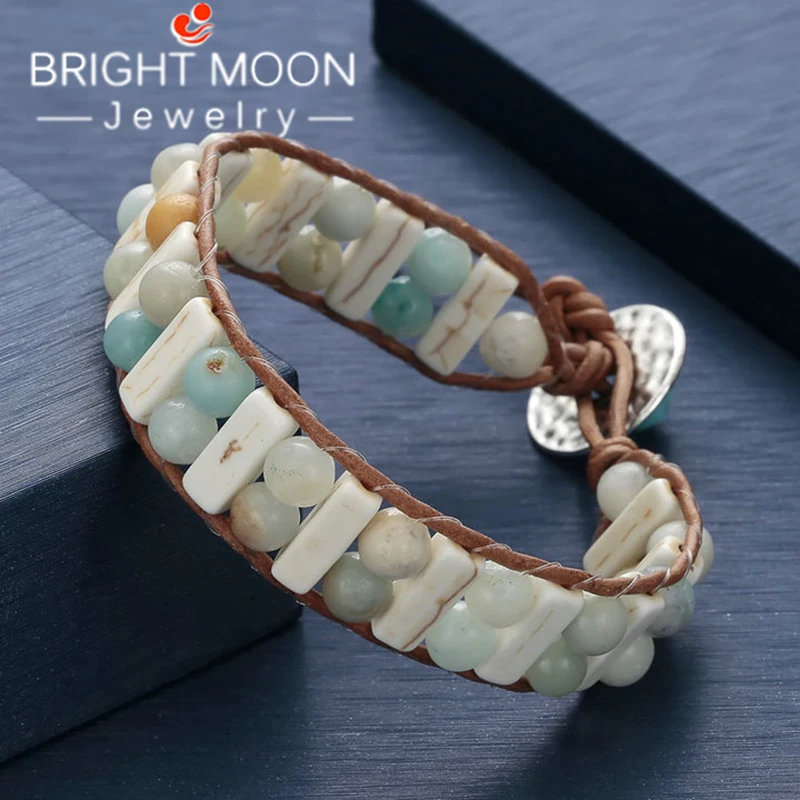 

Bright Moon Fashion Jewelry Boho Stone Bracelet Jade Stone Bracelet Natural Stone Bracelet Chakra for Unisex