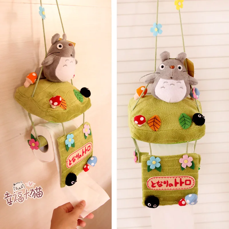 Hot sale 1pc creative totoro plush doll cute cartoon cloth paper hanging towel holder rack