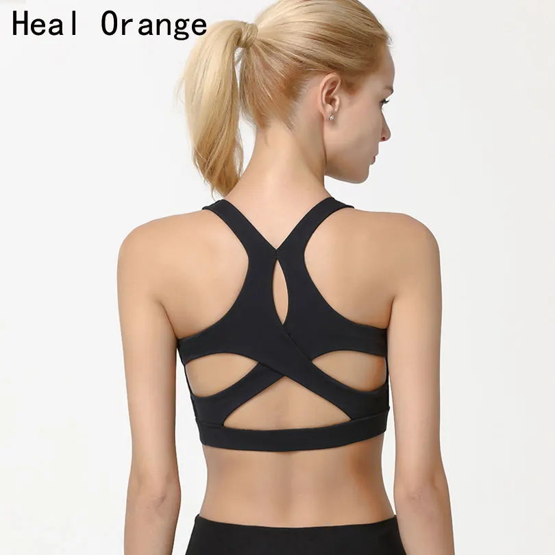 Anti-Sweat Sports Bra Tops Women Cropped Athletic Vest Strappy Yoga Top High Support Push Up Runing Bras Gym Clothing Underwear