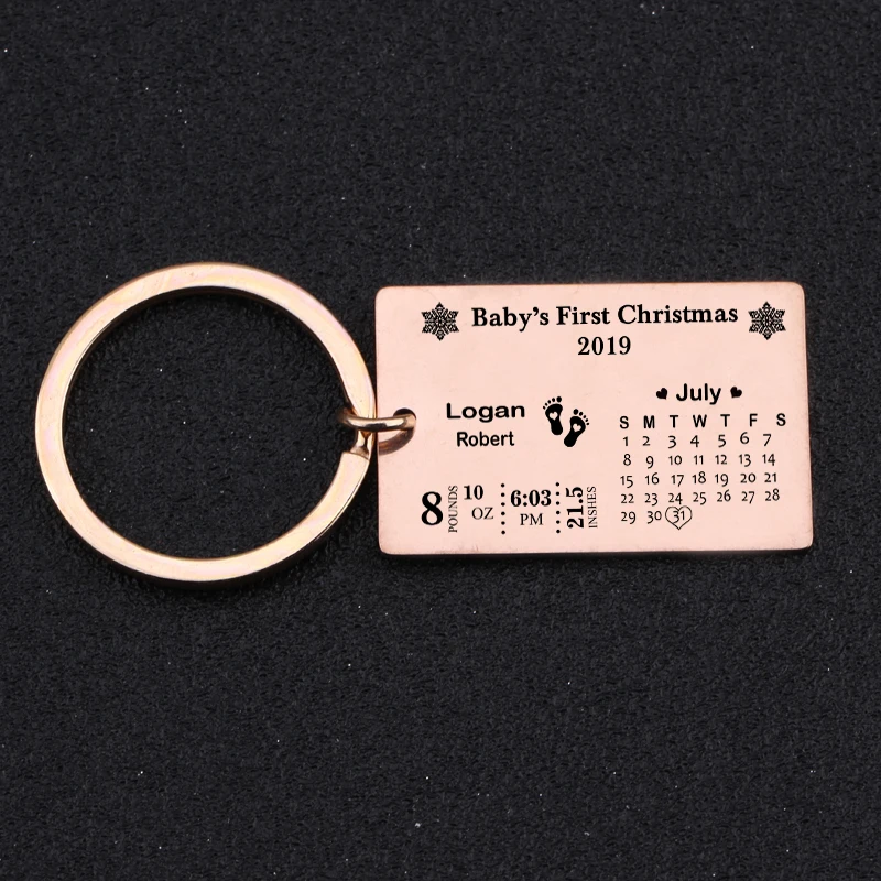 

Engraved Keychain Baby Birth Stats Newborn Personalized Name Date Of Birth And Weight Key Ring gift for Novice Parents