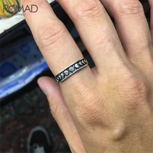 Anillo astronómico ROMAD, anillos Vintage para mujeres, anillo de fase lunar para hombres, anillo astrológico de ciclo de Luna, declaración, anillo lunar R3