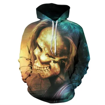 

New Stylish Pullover Men/Women 3d Sweatshirts With Hat Print Skulls Hooded Autumn Winter Thin Hoodies Hoody Tops Plus S-6XL R465