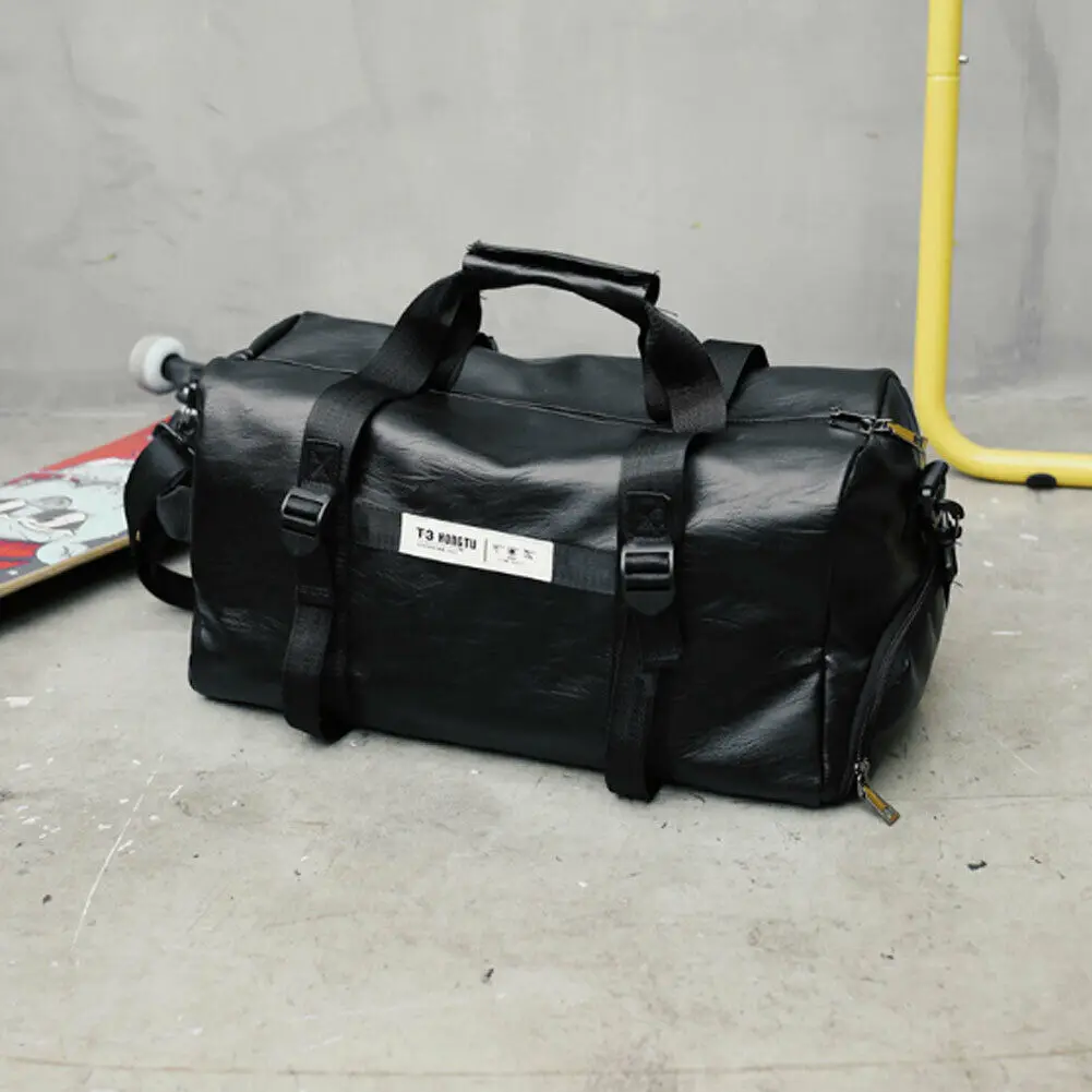 

New Men Bag Large Waterproof Travel PU Leather Bag For Male Sports Gym Duffel Luggage Shoulder Bag High Quality