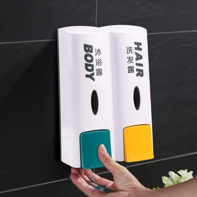

300ml Liquid Soap Dispenser Double Head Wall Mounted Manual Soap Dispenser Shower for Hotel Bathroom Washroom Kitchen