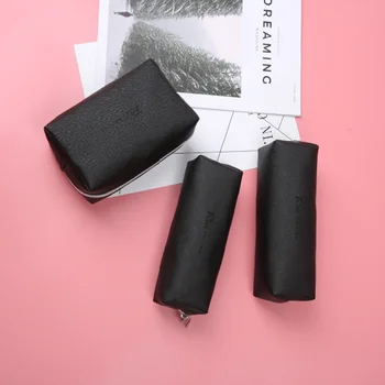 

Waterproof Black Pencil Case PU Leather School Pencil Cases For Girls Big Pencil Bag School Stationery Storage Bag pencil box