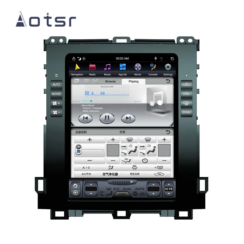 Top Tesla style Android 8.1 GPS Navigation Car DVD Player For Toyota Land Cruiser Prado120 2002+ Auto radio stereo multimedia player 4