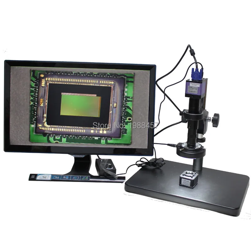 Full HD 1080P 60fps оптический промышленный микроскоп камера VGA Out + 8X-130X C-mount объектив