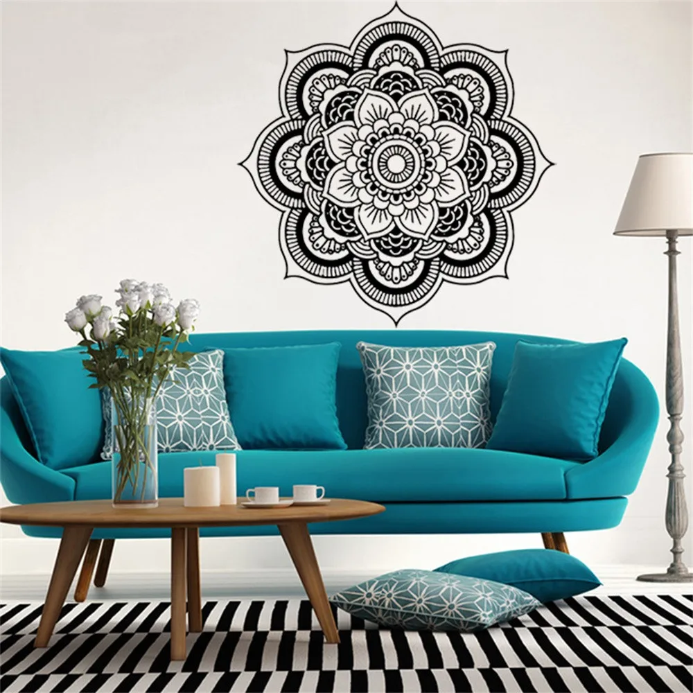 

fashion Mandala Flower Wall Stickers Indian Bedroom Wall Decal Art Stickers Mural Home Vinyl Family Adesivo de Parede