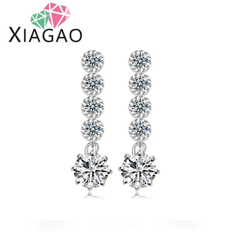 

XIAGAO Women Long Dangle Earrings Top AAA Cubic Zircon Paved Luxury Female Marriage Bridal Jewelry Accessories