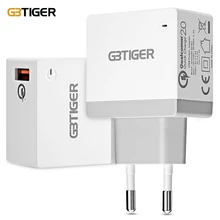 GBTIGER Qualcomm Сертификация QC 2,0 светодио дный LED Travel Adapter EU US UK штекер для универсальных мобильных телефонов и планшетов